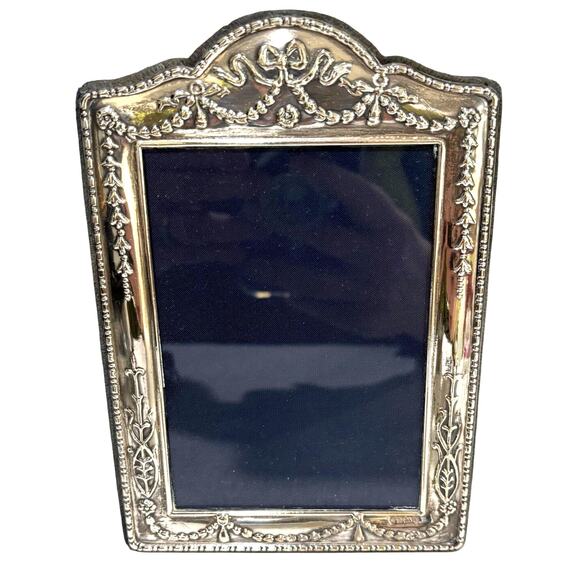 Sheffield England hallmark silver portrait photo frame standing vintage Art Deco
